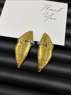 Schiaparelli Inspired Gold Lip design Statement Earrings